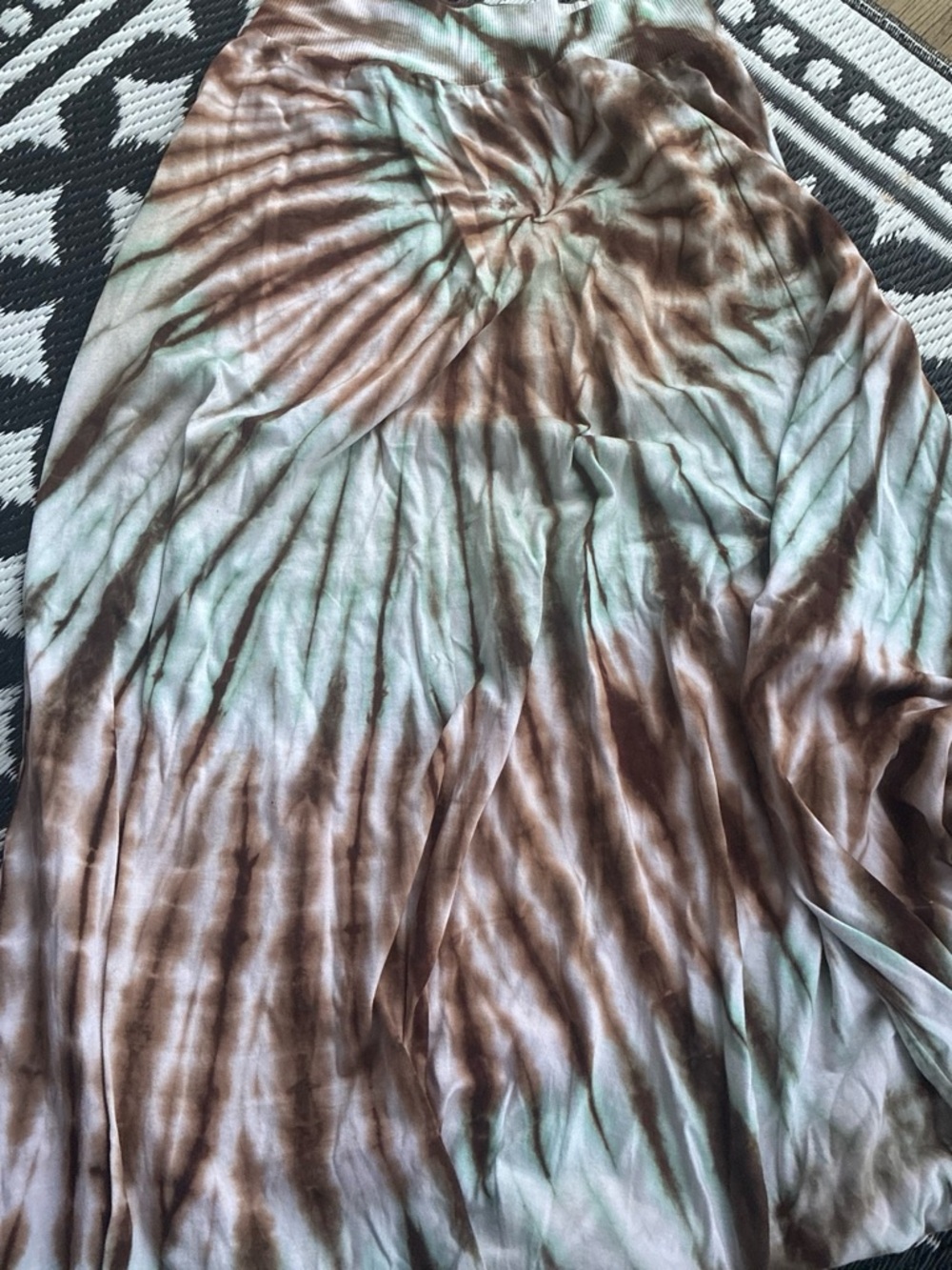 Tryst Tie-Dye Maxi Skirt in Brown and Mint -